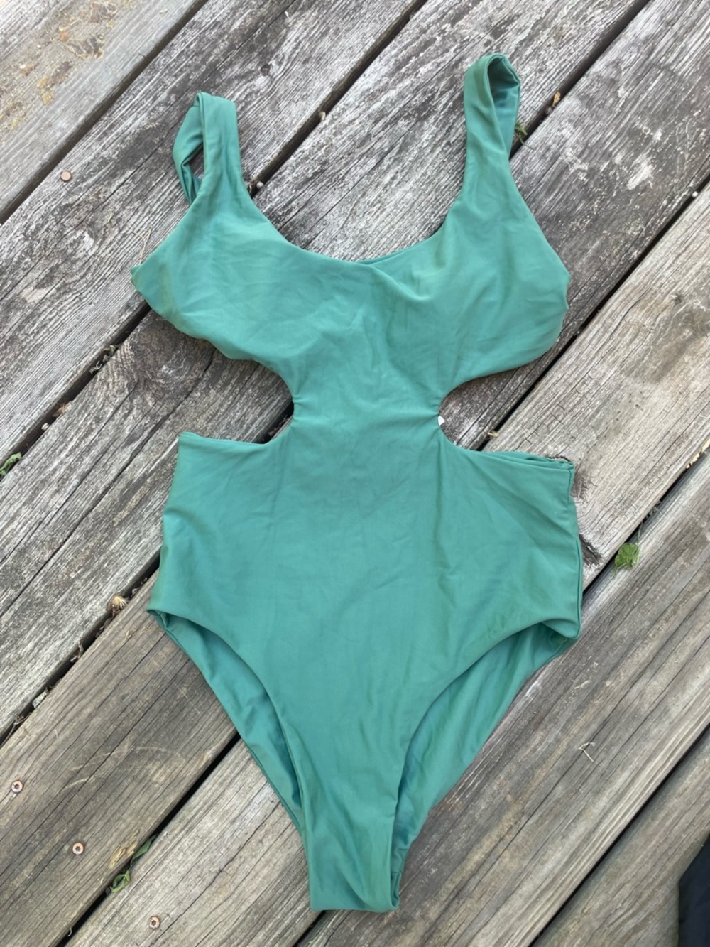 Kids One-Piece Cutout Swimsuit in Teal Green